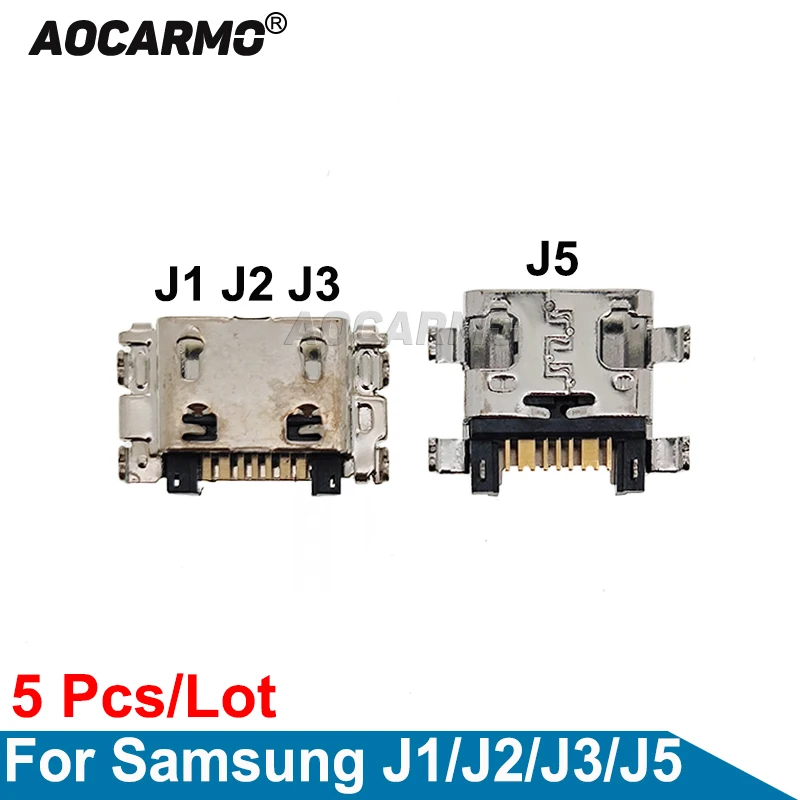 

Aocarmo 5Pcs/Lot For Samsung Galaxy J1 J2 J3 J5 USB Charging Port Connector Charger Plug Dock Replacement Parts