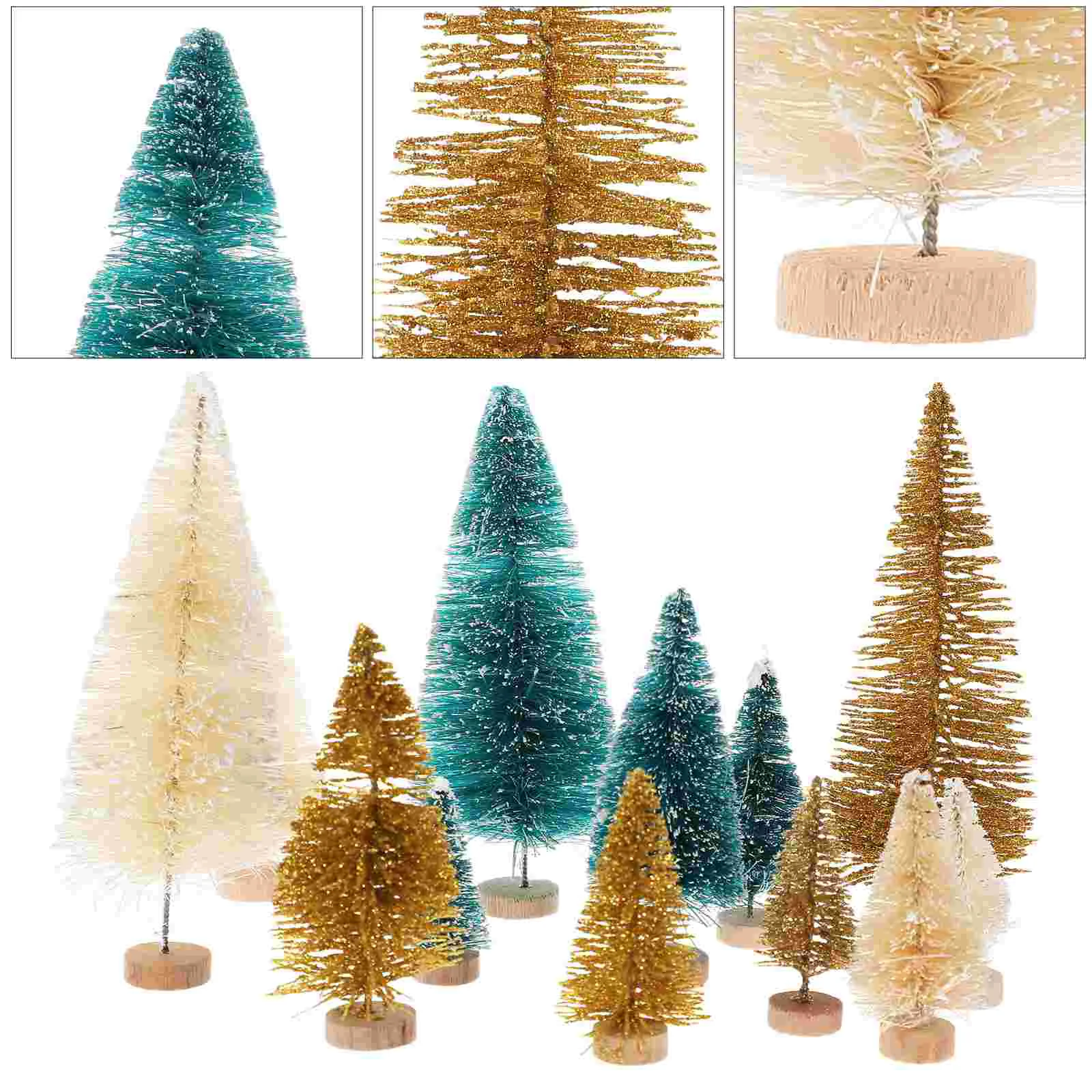 

24Pcs Xmas Tree Desktop Tabletop Holiday Realistic Gift Sisal Tree Ornament Adornment Christmas Tree