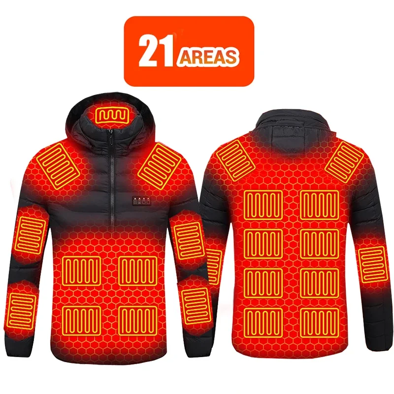 

Winter Men Outdoor 21 Areas Heated Jacket USB Electric Heating Jackets Warm Sprots Thermal Coat Clothing Heatable Cotton Jacket