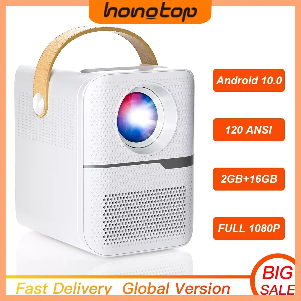 

NEW2023 P10 Global Version Projector 120 ANSI Lumens Android 10 16GB Home Theater Projector Portable 1080P Full Projector