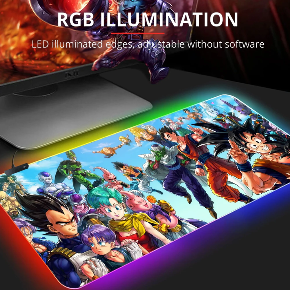 

Super DBZ RGB Gaming Mouse Pad Mousepad Mause Pad Anime Carpet Dragon Mouse Mat Gamer Balls Deskmat Large Pc Gamer Accessories