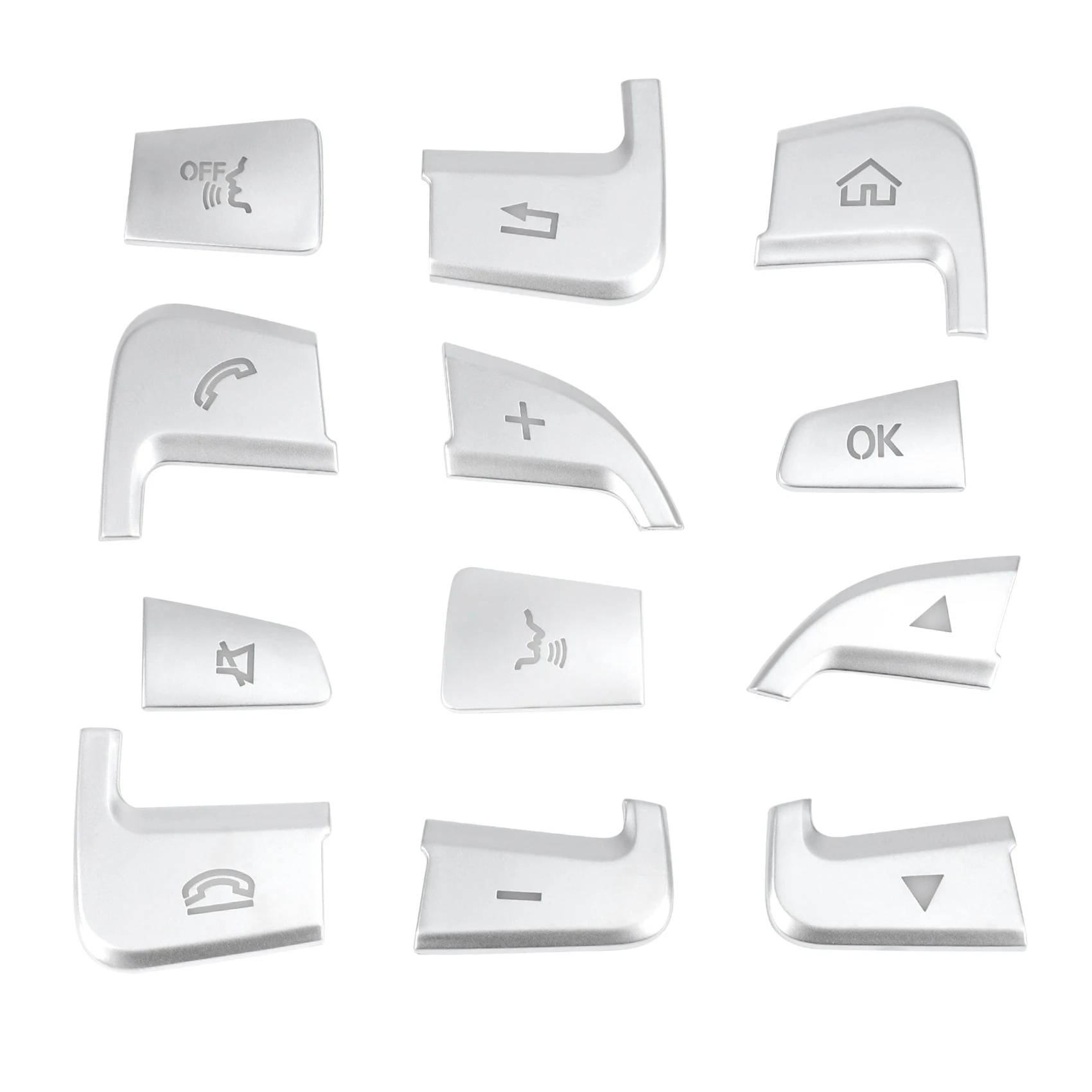 

12Pcs Steering Wheel Button Covers Stickers for GLC X253 2015 2016 & C Class W205 2014 2015 Silver ABS