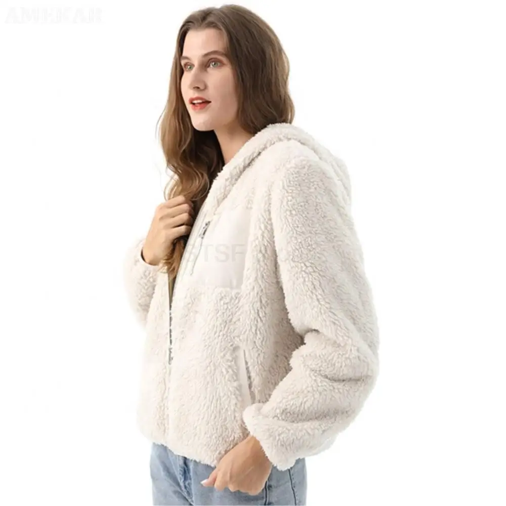 Women Winter Real Fur Pure Color Coat Long Sleeve Pocket With Hood Real Fur Jacket Fluffy Zipper Leisure women's Clothing