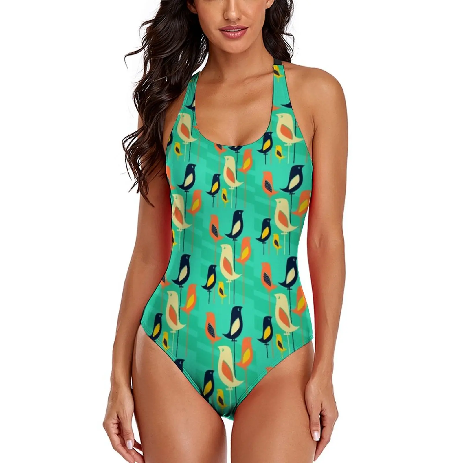 

Милый ретро купальник с птицами Стильный Купальник среднего века Цельный боди женский купальный костюм с эффектом пуш-ап сексуальный купал...