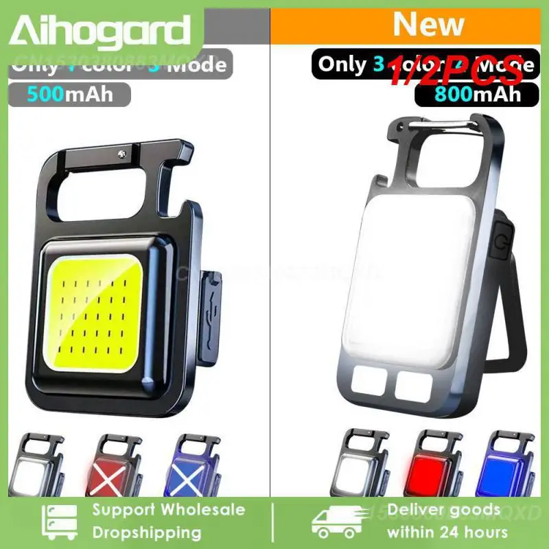 

1/2PCS Flashlight Mini Work LED Light Rechargeable Lamp Pocket COB Keychain Portable Flashlight Outdoor Camping Small Light