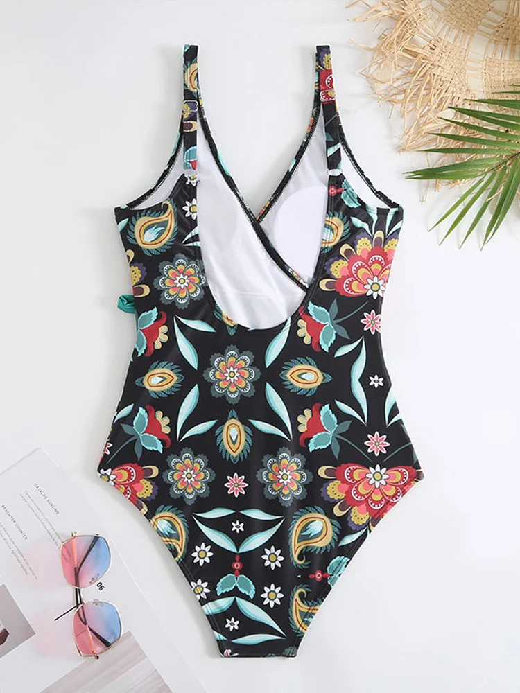 One Piece Swimsuit Women 2023 Backless Print Swimsuit Push Up Tight Sexy High Waist Beach Clothes for Sports,Seaside Vacations