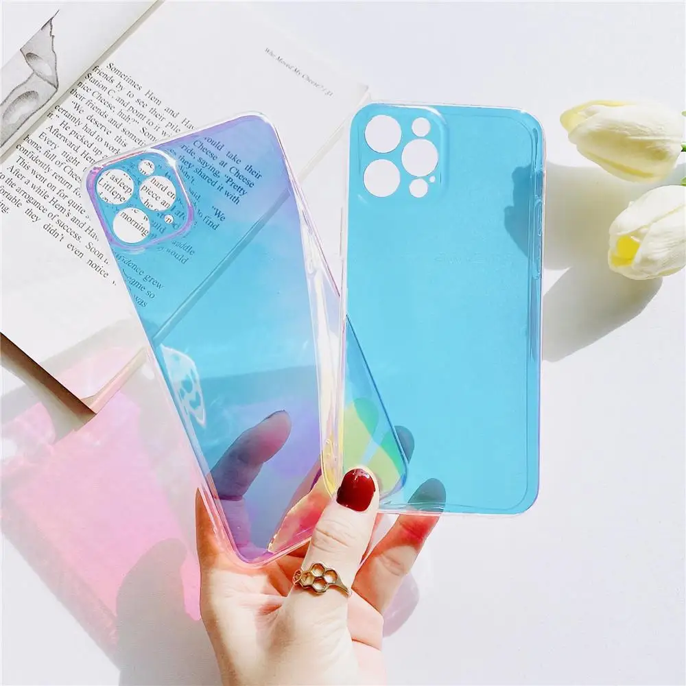 Clear Blue-Ray Laser Back Cover For OPPO Find X5 X2 X3 Pro Neo Lite Soft Silicone TPU Phone Case