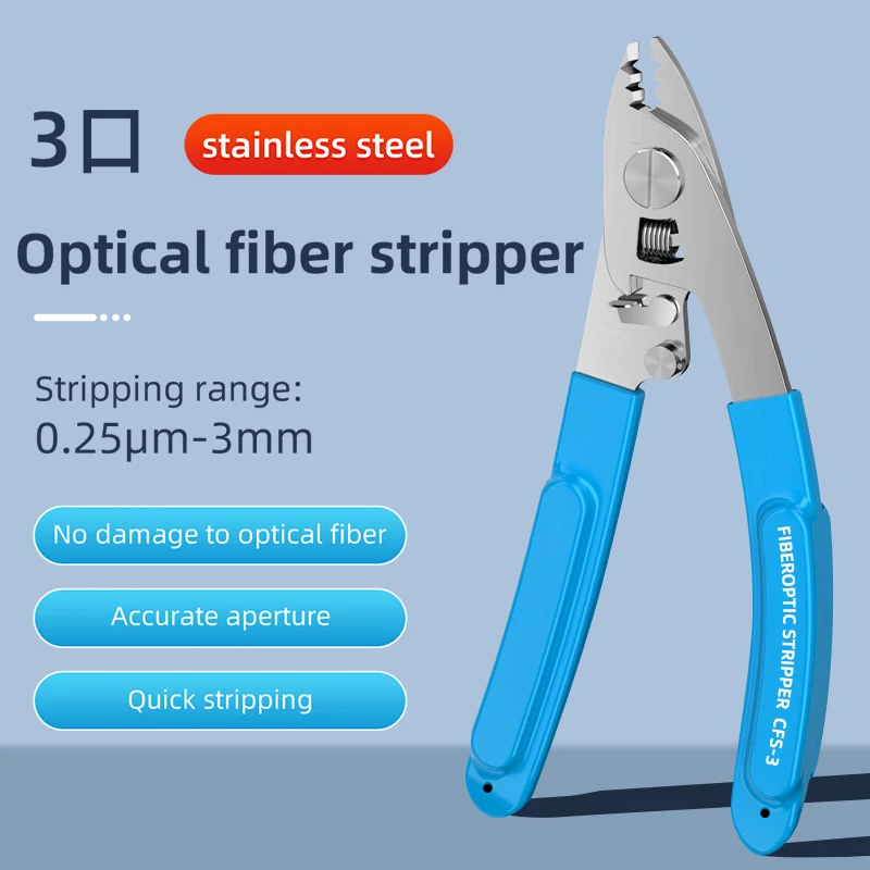 Burboro Fiber Optic Tool Kit ML 03/02 Three/Two-port Stainless Steel Fiber Stripper Leather Wire Stripper FTTH Fiber Stripper