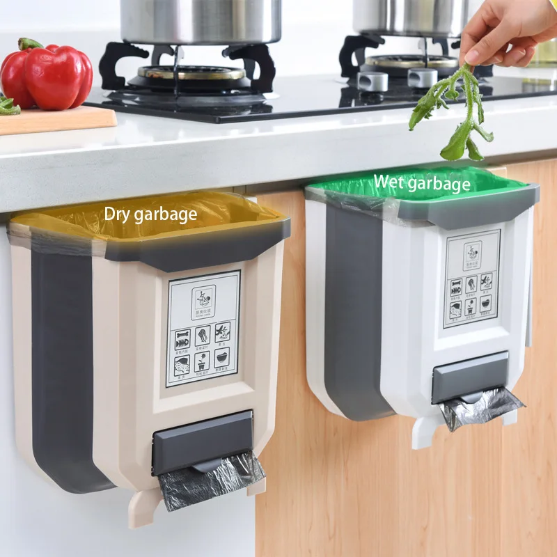 

Мусорная корзина для кухни, складная Бытовая дверь кухонного шкафа, настенное крепление, мусорная корзина для автомобиля, классификация, му...