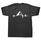 Забавные мужские футболки с надписью Climb Heartbeat Rock Mountain, летняя хлопковая уличная Футболка Harajuku с коротким рукавом и круглым вырезом, черная футболка