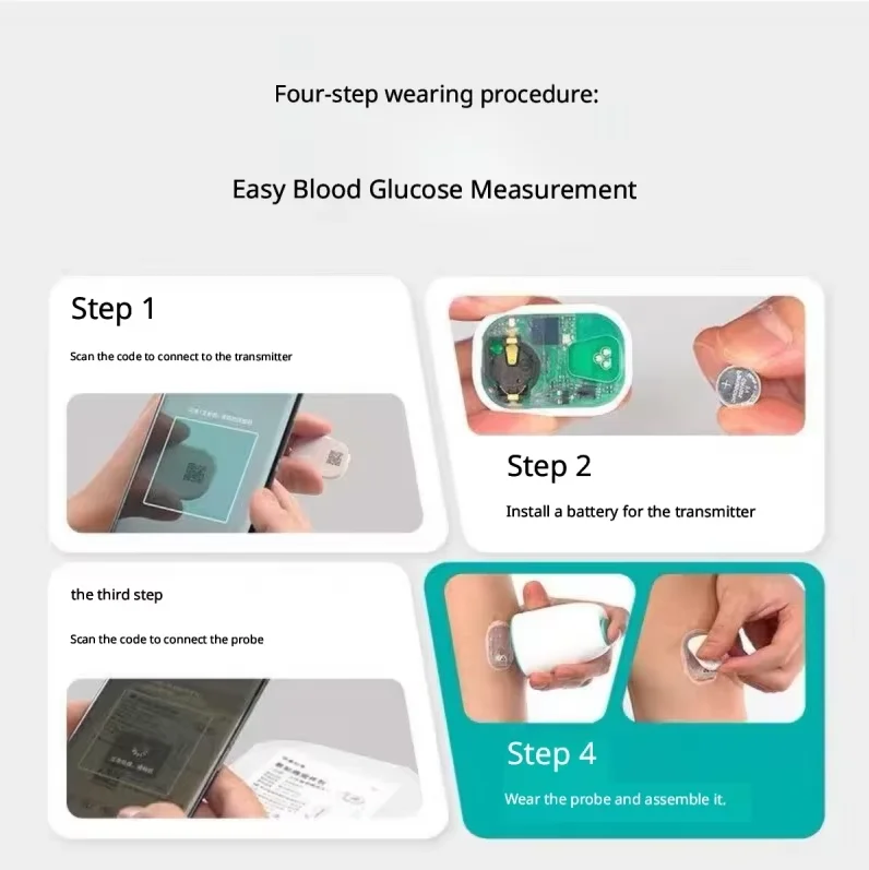 Фото Система непрерывного мониторинга глюкозы Sibionics CGM: комплект с датчиком и передатчиком, носимый глюкометр на 14 дней №3