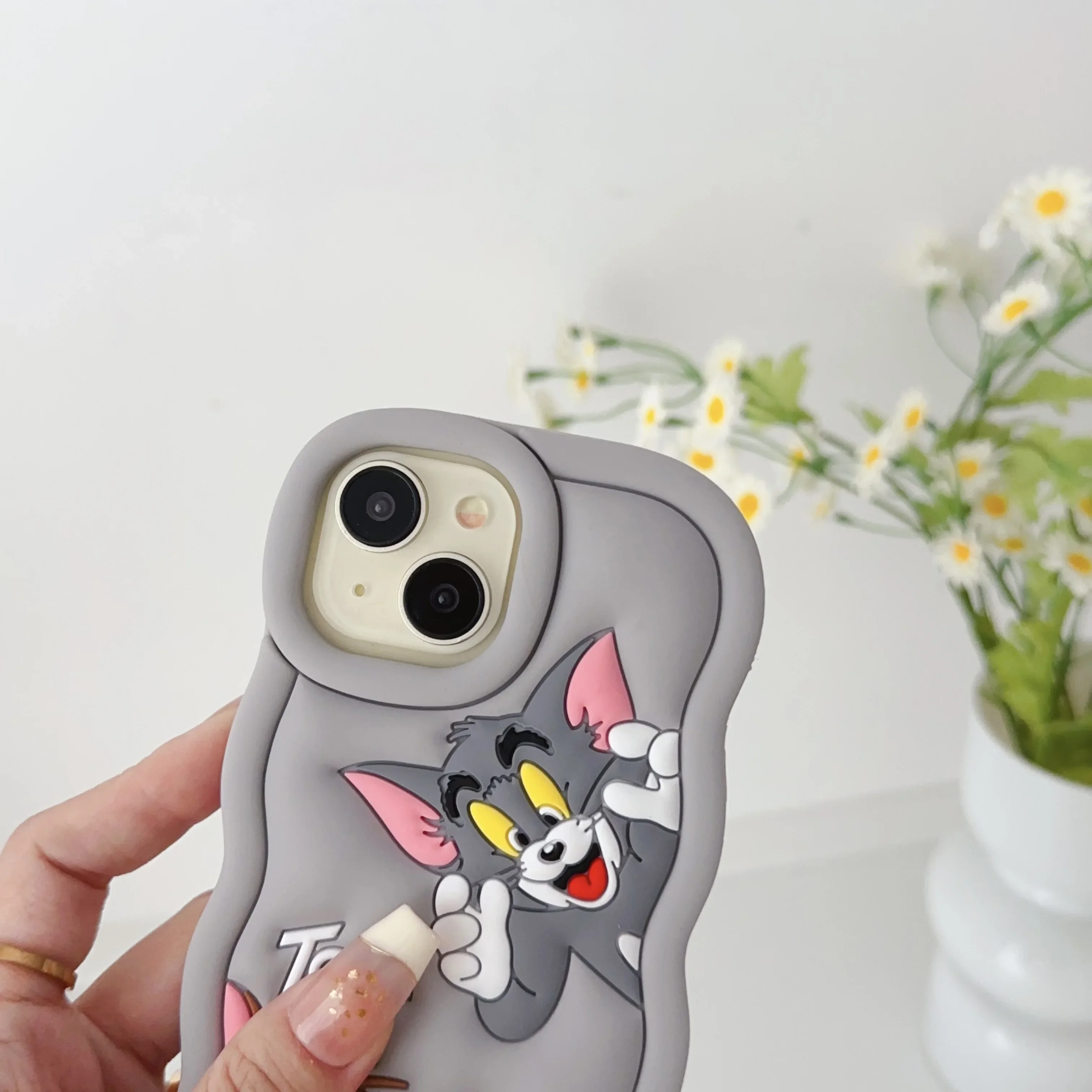 Милый стереоскопический силиконовый чехол для телефона с кошкой и мышью