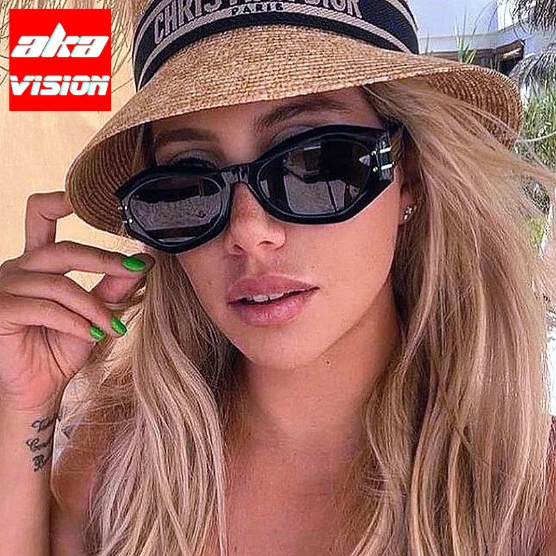 

AKA VISION 2022 Cat Eye Sunglasses Women Rice Nails Eyewear Women/Men High Quality Gradient Glasses Men Trend Celebrity Eyewear