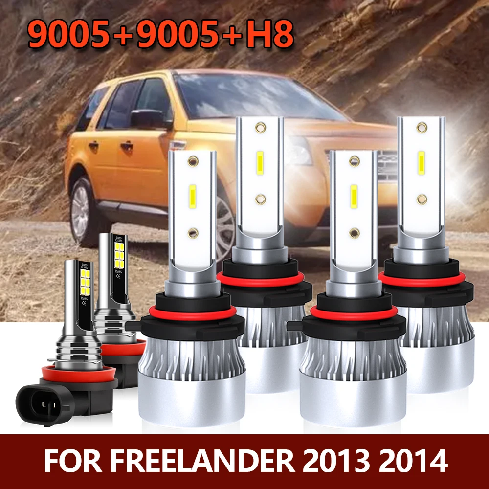 

Светодиодсветильник фары головного света 6x9005 HB3, яркие противотуманные фары дальнего/ближнего света + комплект противотуманных фар H8 для Freelander 2013 2014