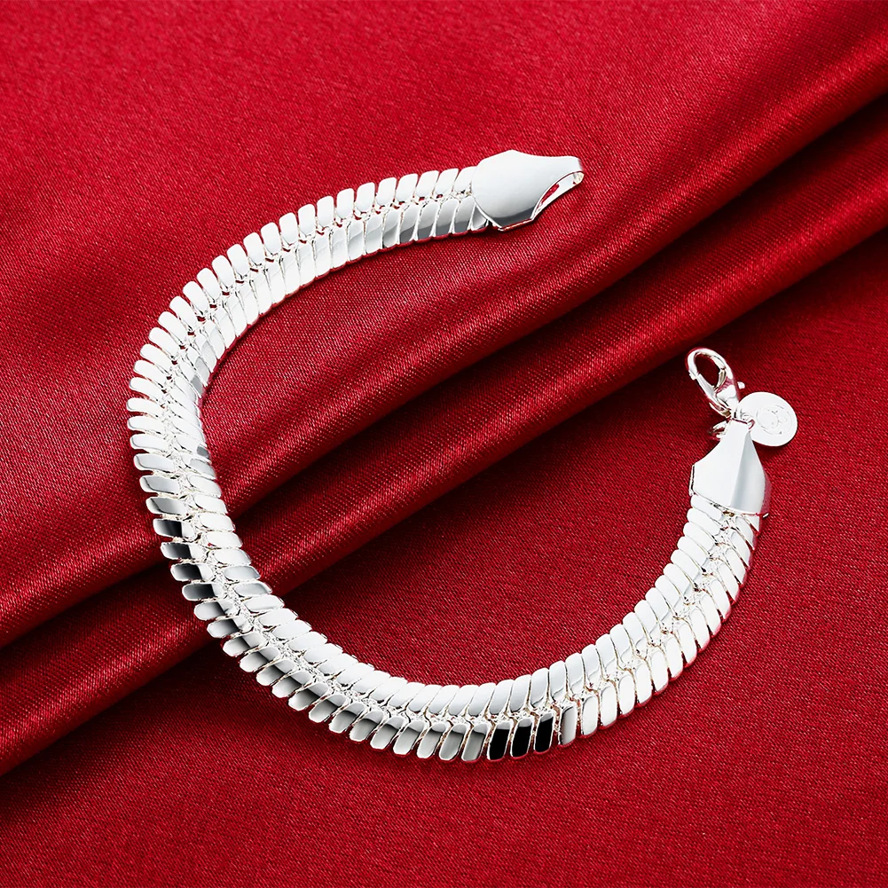 

NUMBOWAN 925 silver 10MM Snake 21.5cm Noble wedding for WOMEN MEN noble fashion jewelry Mens chain Bracelet H231