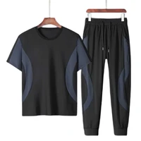new fashion summer fitness sportswear suit mens casual t shirt trousers soft fabric tshirts sets joggers pants clothing