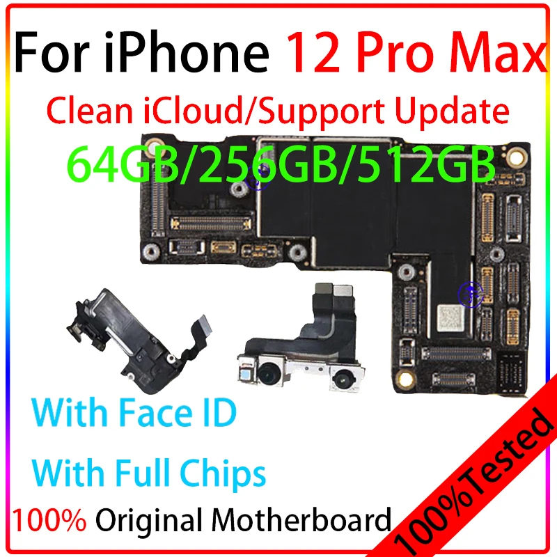 Оригинальная материнская плата для iPhone 12 Pro Max с идентификацией по лицу iPhone12