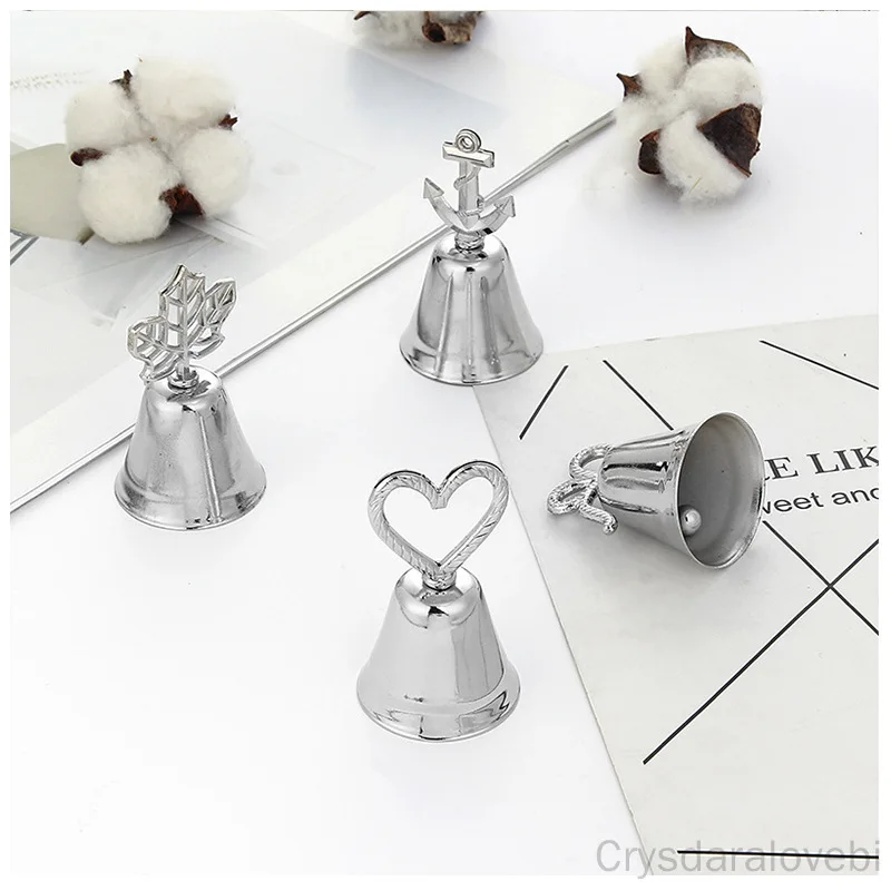 

20pcs "Kissing Bell" Silver Gold Color Bell Place Card Holder Photo Clip Gift For Wedding Table Decoration Supplies Favors Gift