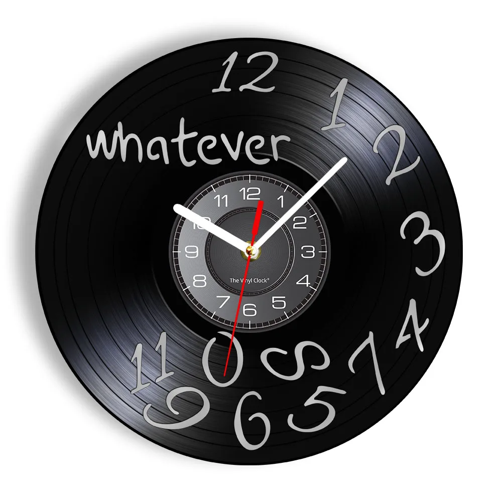 Whatever,I'm late anyway Whatever Wall Clock Vintage Vinyl Record Clock Wall Watch Housewarming Gift Home Decor Clock Timepiece