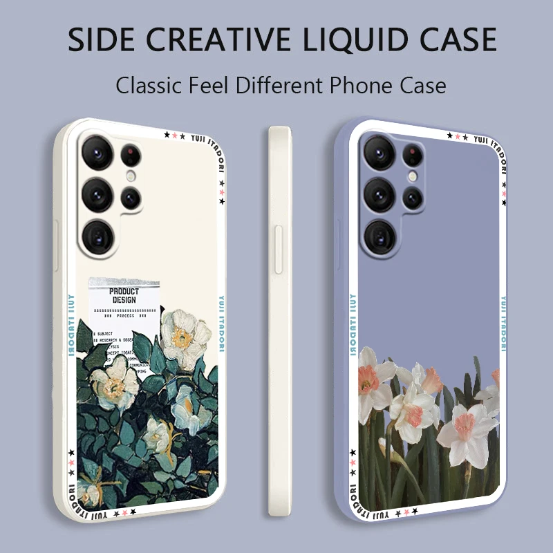 

Flower Luxury Scene Art Liquid Rope Cover Phone Case For Samsung Galaxy S22 S21 S20 Pro FE S10 Note 20 10 Plus Lite Ultra