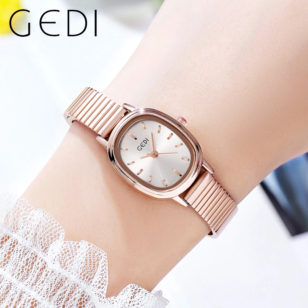 GEDI Fashioin Small Oval Women Bracelet Watches Luxury Waterproof Woman Watch Bamboo Joint Strap Casual Dress Female Clock Gifts