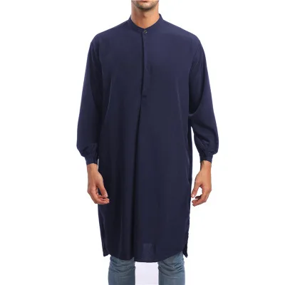 Новинка 2023, модная простая длинная Мужская рубашка в арабском стиле, мусульманская одежда, повседневное хлопковое мусульманское платье, Мужская одежда, абайя