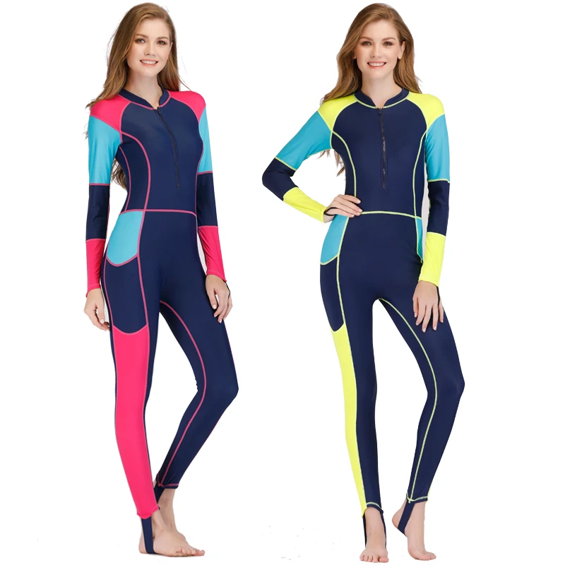 

Lycra Wetsuit Women Long Sleeve Full Body Surfing Spearfishing Swimsuits with Breast Pad Scuba Diving Triathlon Wet Suit