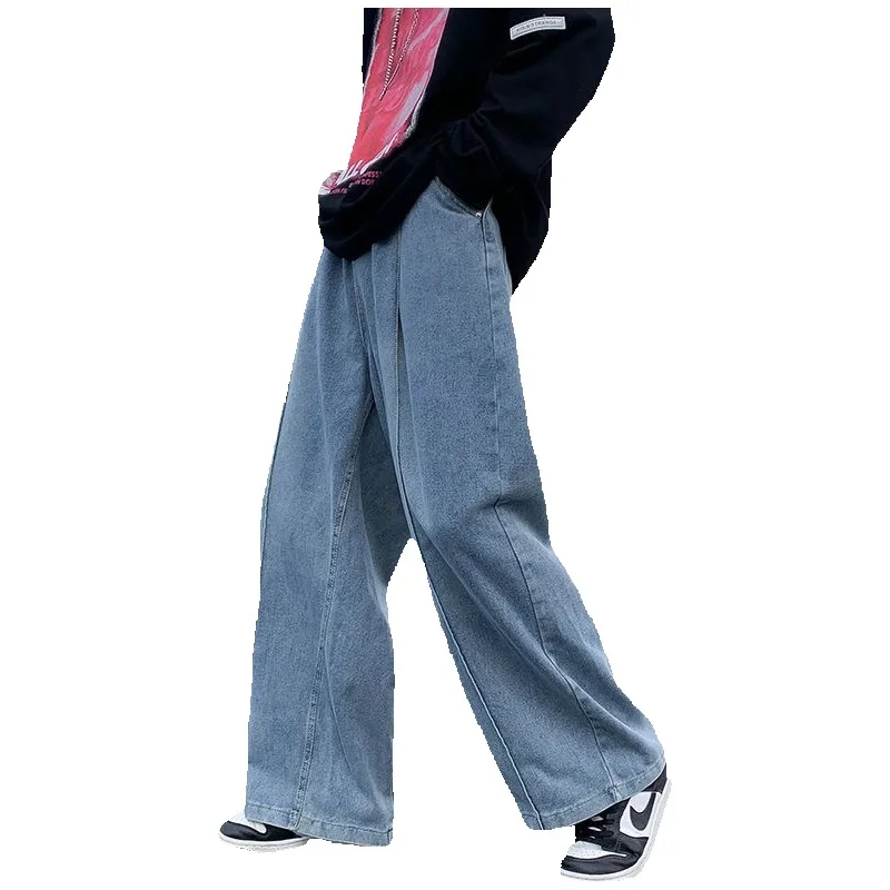 Blue Baggy Jeans Men Fashion Casual Oversized Wide Leg Jeans Mens Japanese Streetwear Hip Hop Loose Straight Denim Trousers Men