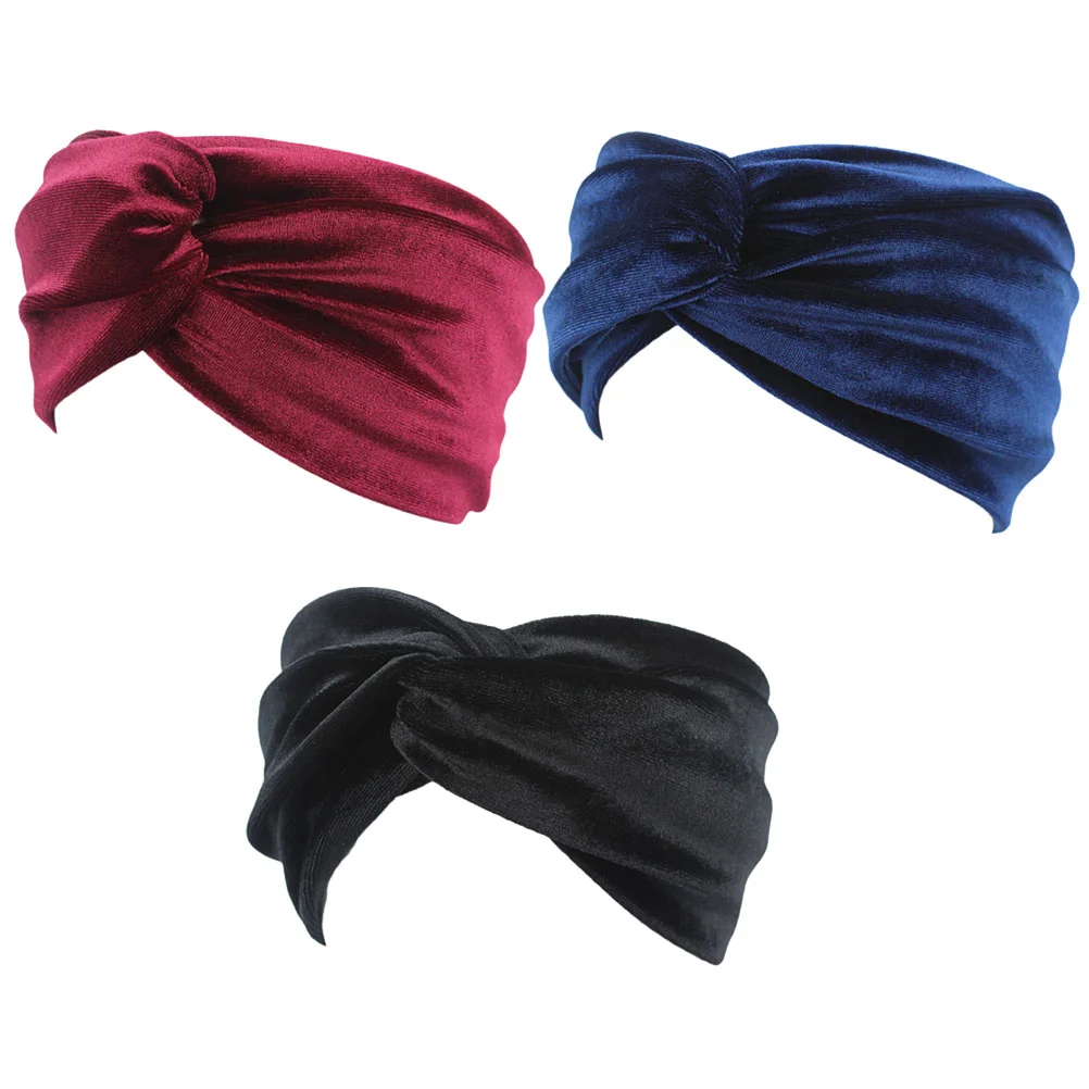 

3 шт. шарф женская черная повязка на голову витые крестообразные эластичные повязки на голову