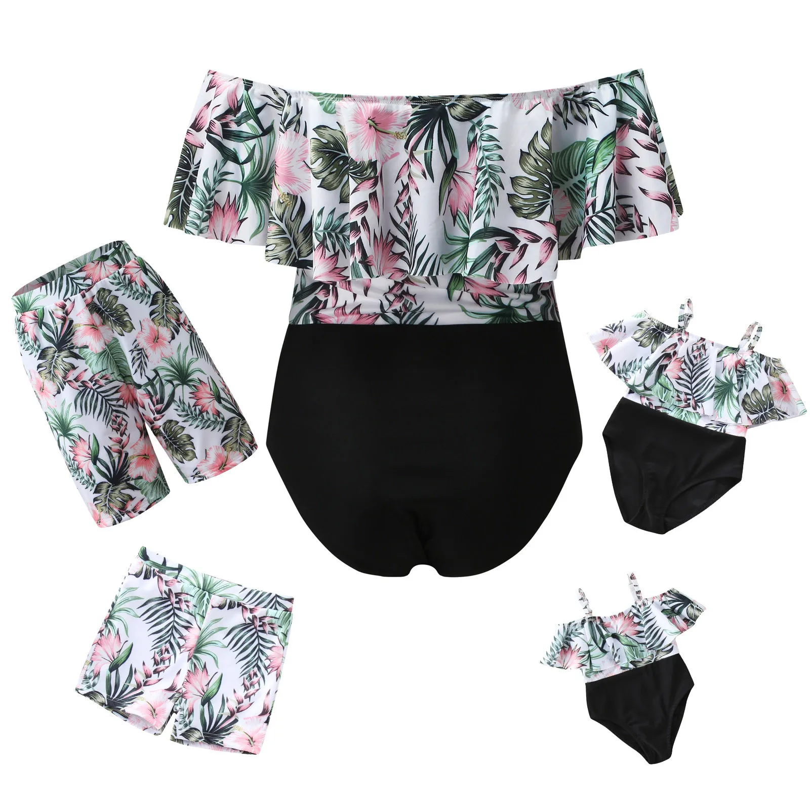 

2022 Summer Family Swimsuit Mommy and Me Clothes Mom Father Son Mother and Daughter Bikini Beach Shorts Couple Matching Swimwear