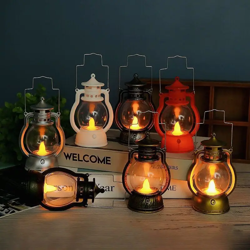 

LED Oil Lamp Retro Outdoor Camping Kerosene Portable Lantern Style Vintage Photo Props Outdoor Camping Night light Halloween
