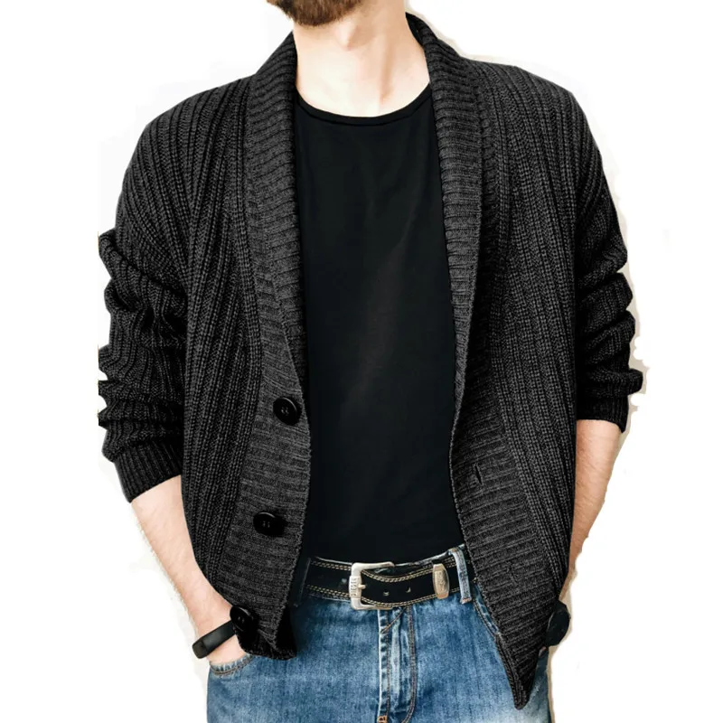 Men's Spring and Autumn Casual Cardigan Sweater Knitted Jacket Slim Fit Polo Comfortable 7 Colors Available Thin Menswear