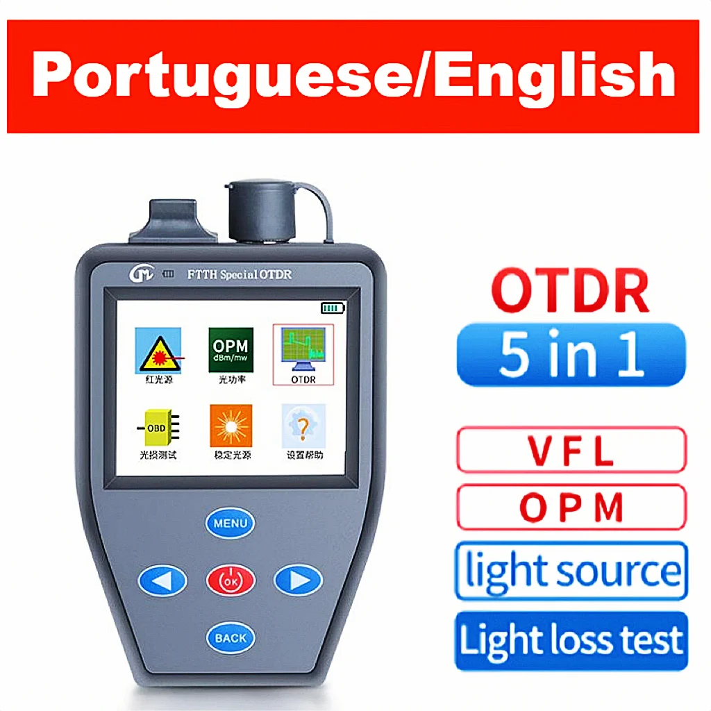 

Portuguese English Bilingual OTDR Handheld Mini Multifunction Optical Fiber Tester With Optical Power Meter Stable Light Source