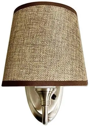 

Интерьерный приблизительный светильник 12 В постоянного тока, тканевый бра с расклешенным абажуром, декоративная лампа для Dinette с переключателем 0,24 А, 3 Вт, коричневая мешковиная лампа