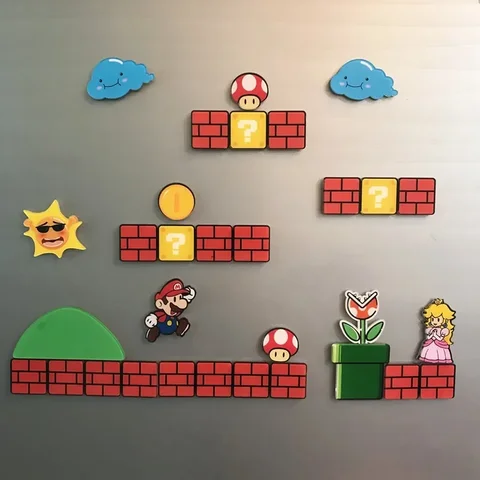 Магнитная наклейка для холодильника в стиле Super Mario Bros, мультяшная кухонная доска для сообщений, магнитная наклейка для холодильника, украшение для дома