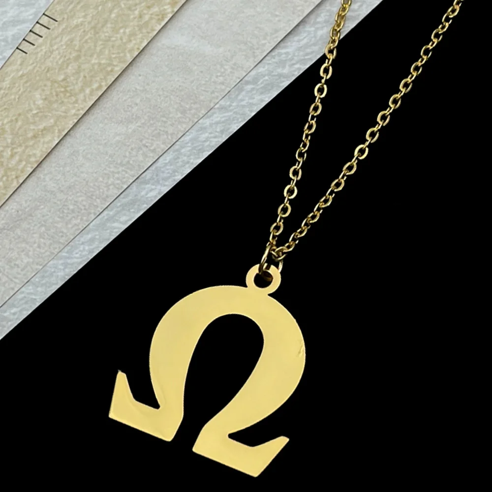 

Personalized Women Stainless Steel Necklaces Fashion Greek Alphabet Pendant Cross Chain Necklaces Wholesale Collar Personalizado