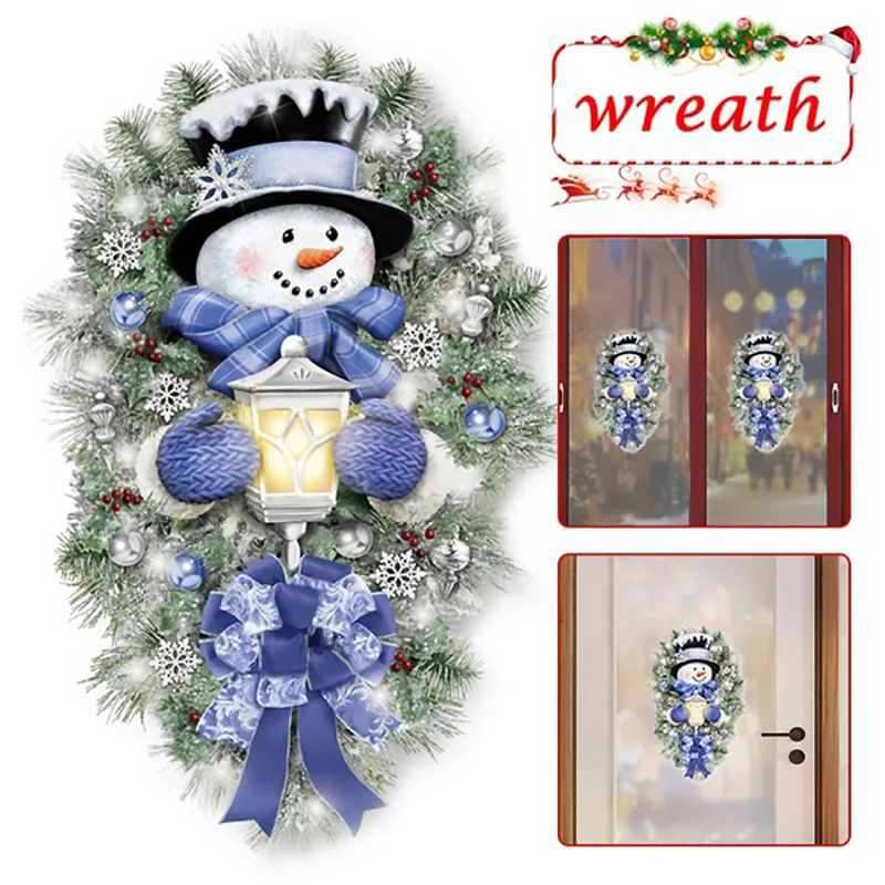 

New Year Christmas Decoration Stickers for Home Outdoor Window Snowman Wreath Xmas New Year Door Wall Party Decoration