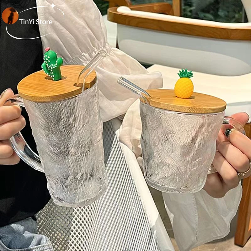 

Чашка в японском стиле для ледника, стеклянная кружка с соломинкой и губами, чашка для пива, молока, кофе, кружка, подарок для кофе, креативна...