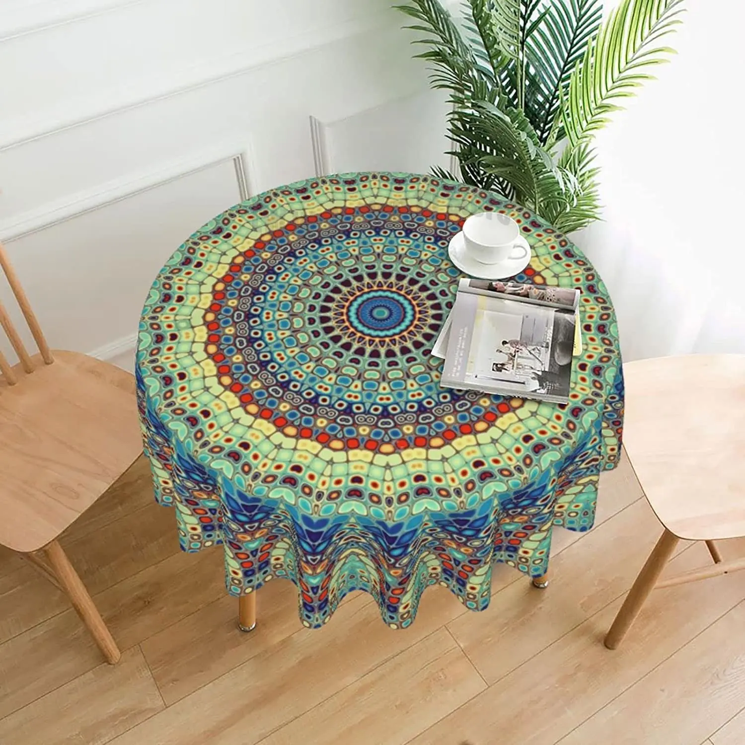 

Table Cloth Round Tablecloth Mandala Fall Round Table Cloth Polyester Fitted Table Cloths for Round Tables 60"