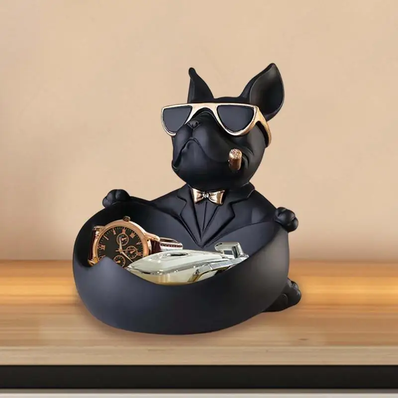 Смола Бульдог Настольная чаша для хранения Статуя Современный бульдог Хранение