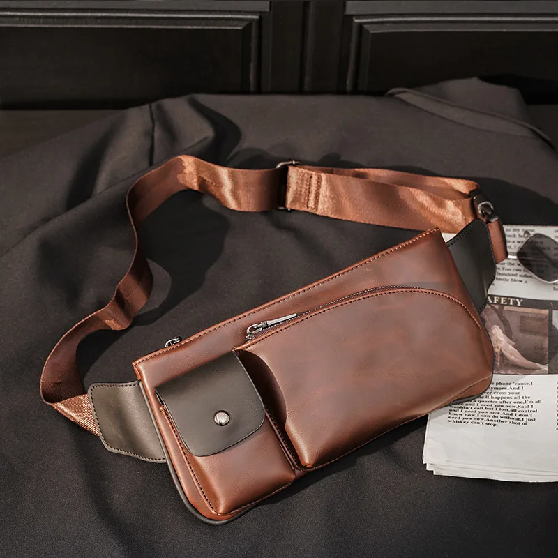 

Men's Retro Chest Bag Portable Sports Small Messenger Bag Leisure Fashion Waist Bag