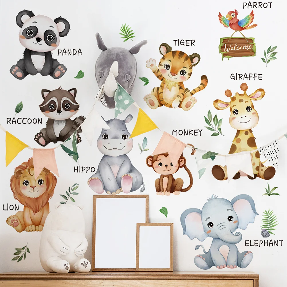 

Stickers Kids Animal Wall Nursery Cartoon Decor Room Lion Pvc Jungle Child Decals