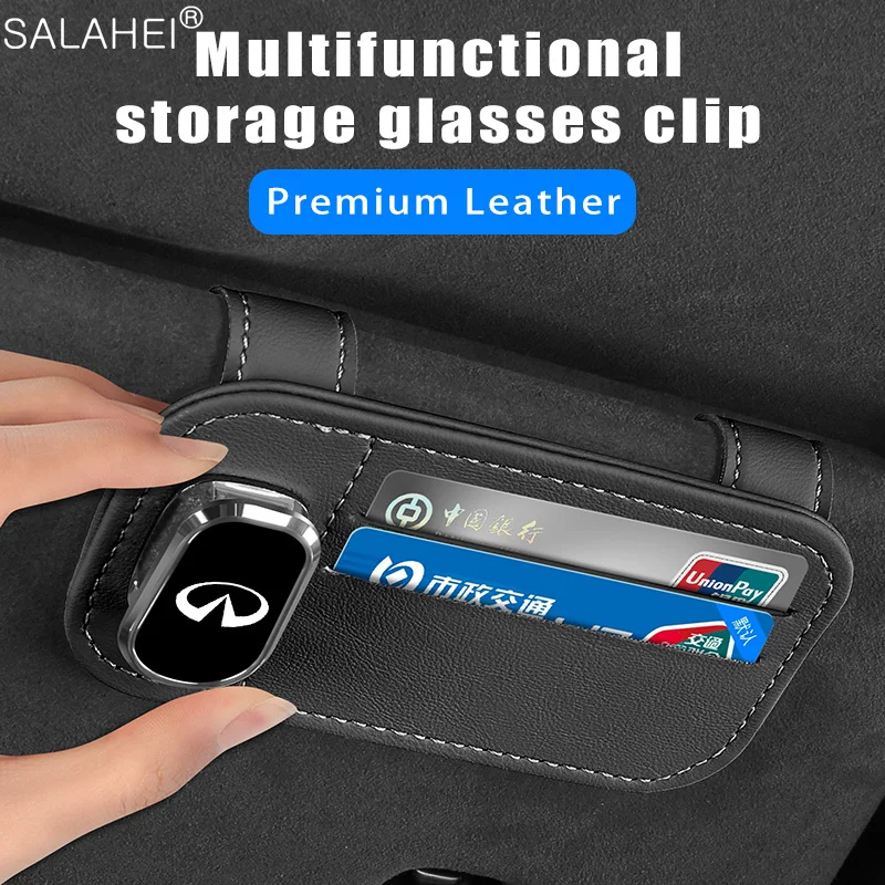 

Car Sun Visor Storage Card Pouch Glasses Holder Clip For Infiniti Q50 Q56 Q60 FX35 G35 G37 M35 QX70 QX60 QX50 QX80 Q30 ESQ JX35