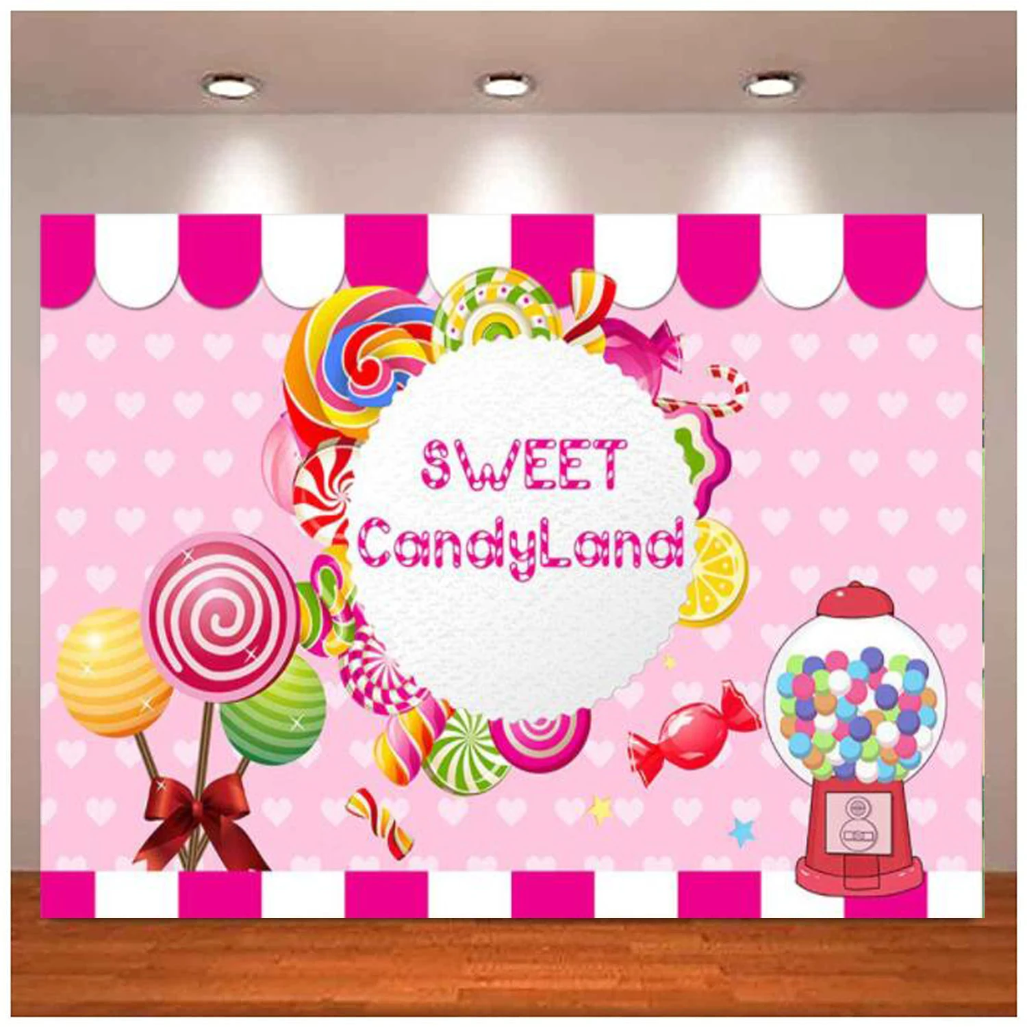 

Candyland сладкий магазин фон розовый день рождения девочка принцесса Baby Shower конфеты торт вечеринка Декор Баннер фотография фон