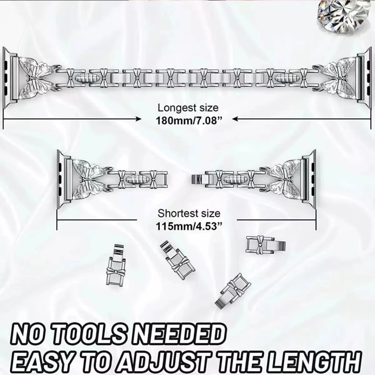 Metal strap For Apple Watch Band 45mm 41mm Stainless Steel Butterfly Style Bracelet For iWatch 8 7 6 5 4 SE 44mm 42mm 40mm band