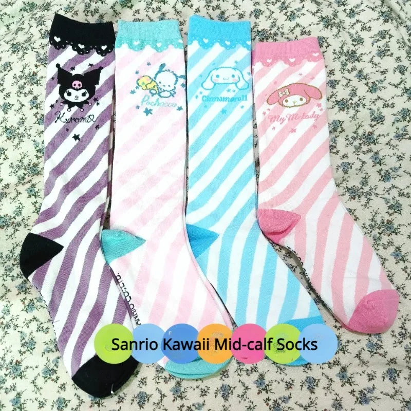 

Kawaii Sanrio My Melody Kuromi Cinnamoroll Sock Women Over-the-knee Calf Socks Cartoon JK Lolita Leg Warmers Stocking Gift