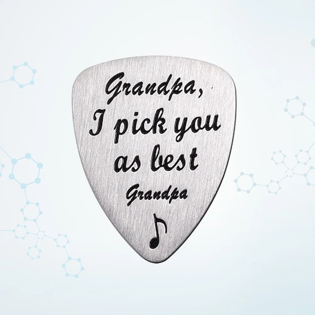 

Titanium Steel Carved Guitar Pick Grandpa I Pick You As Best Grandpa Letter Engraved Ukulele Pick Musical Instrument Accessory