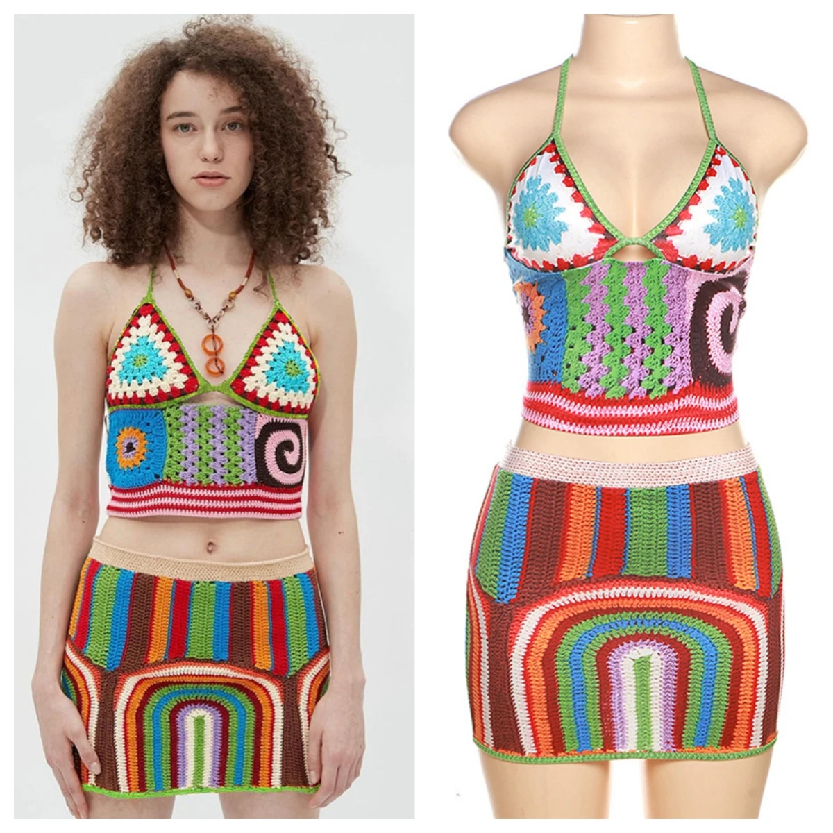 

Summer 3D Print Skirts Set Women Backless Crop Top Cute Mini Skirts Matching Set Beach Wear Dress Suits Bodycon Dresses Outfits