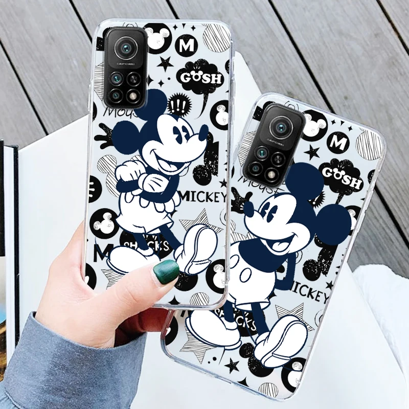 

Disney Mickey Minnie Love Transparent Cover Phone Case For Xiaomi Redmi K50 K40 Gaming 10 10C 9AT 9A 9C 9T 8 7A 6A 5 5G Armour