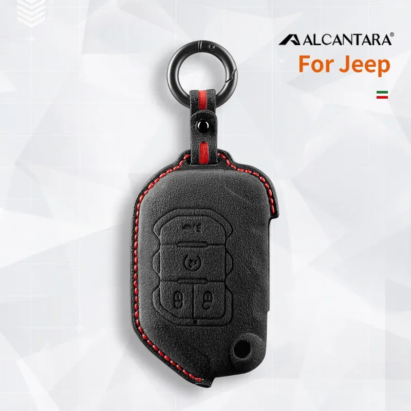 

Alcantara Suede Car Key Case Keychain For 2018 -2022 Jeep Gladiator JT JLU Wrangler TJ JL Auto Key Cover Protector Accessories